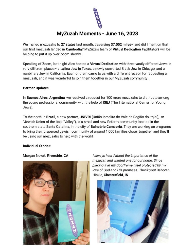 thumbnail of MyZuzah Moments – June 16, 2023